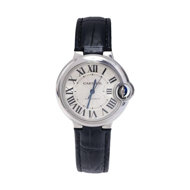 Cartier Ballon Bleu de Cartier Uhr, 33 mm, silberfarbenes Zifferblatt