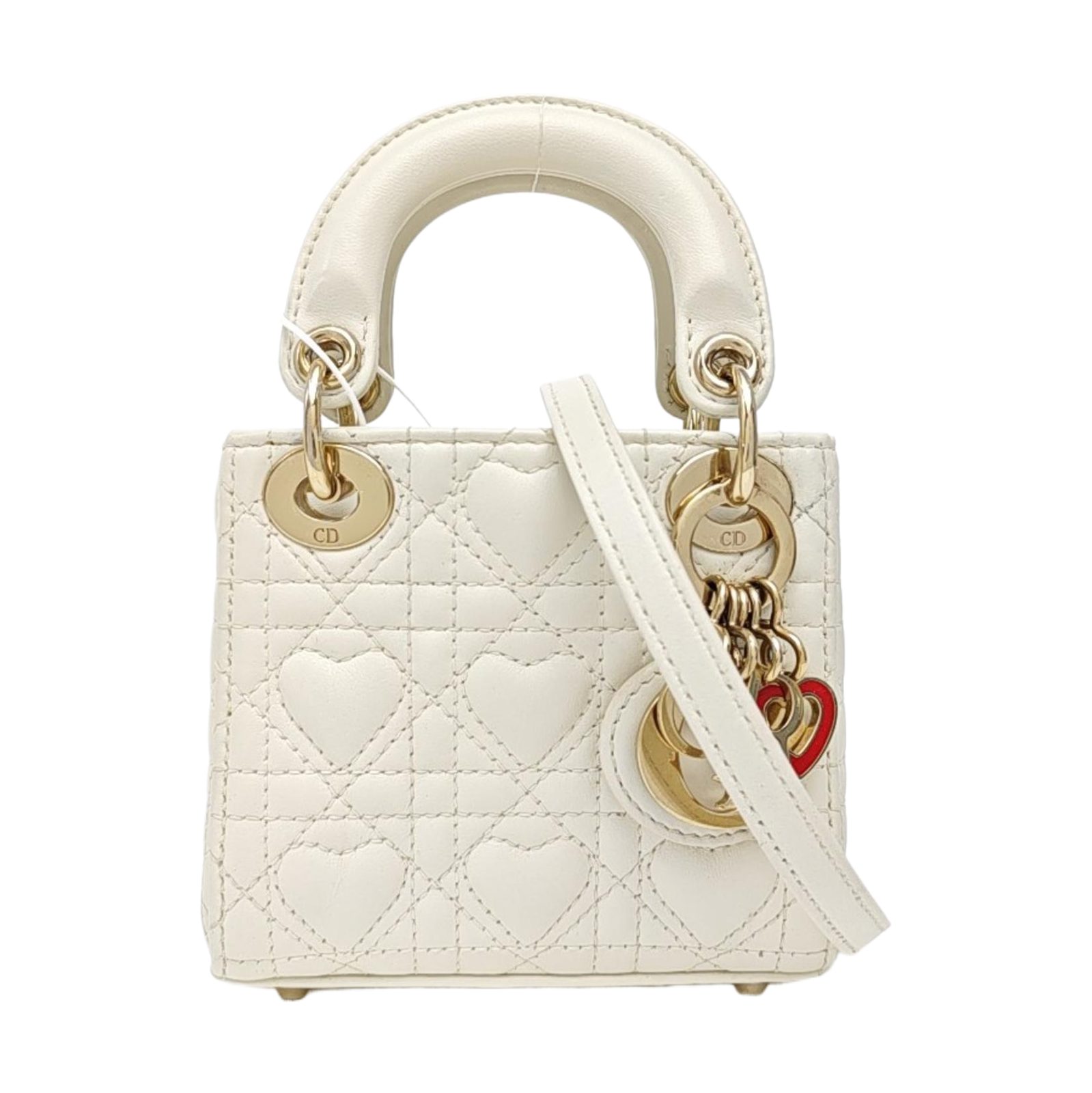 Dior Lady Dior Handbag, 12 cm, white, Item 977951269446, Lambskin, photograph 1