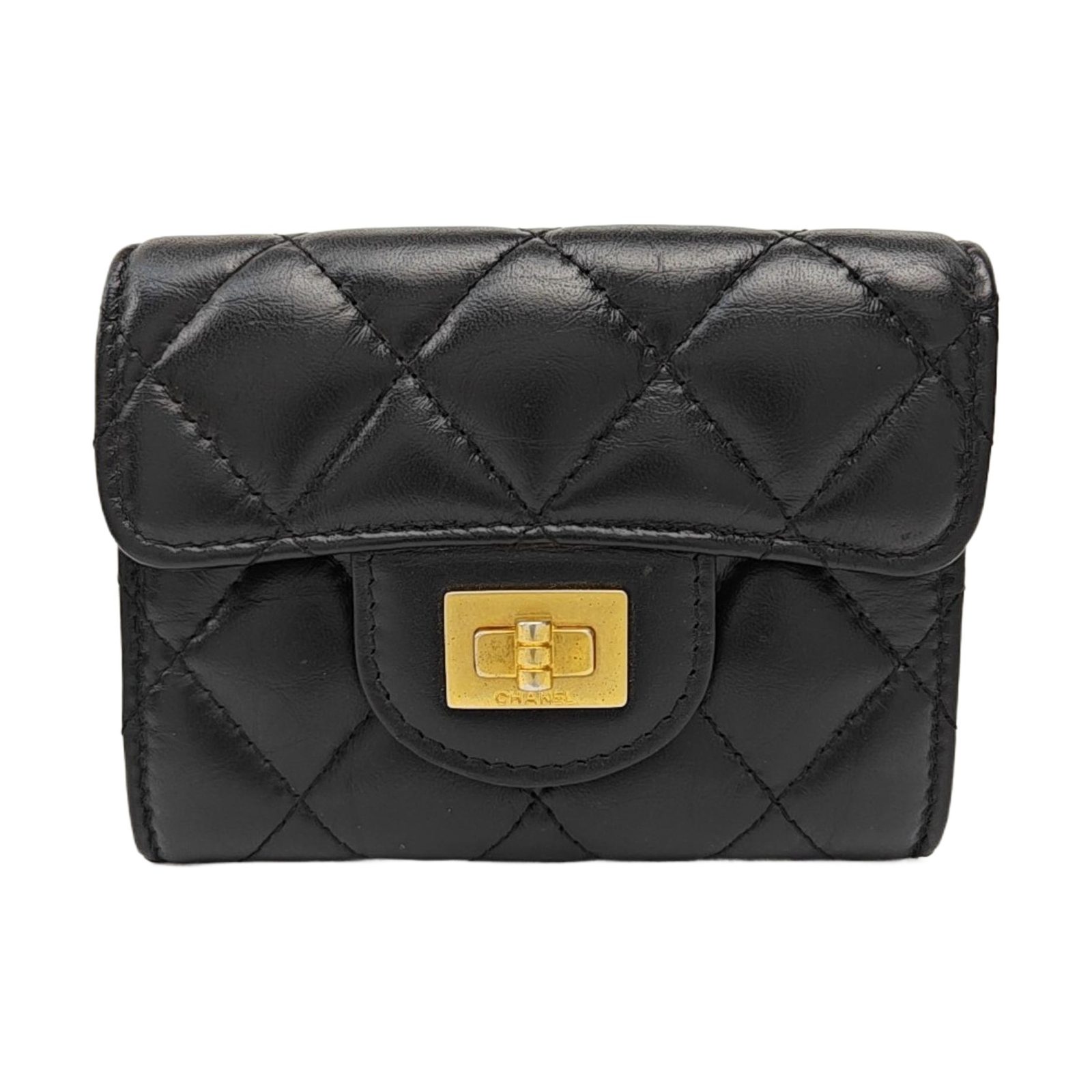 Chanel 2.55 حافظة بطاقات, 10.6 cm, أسود, جلد, صورة 1