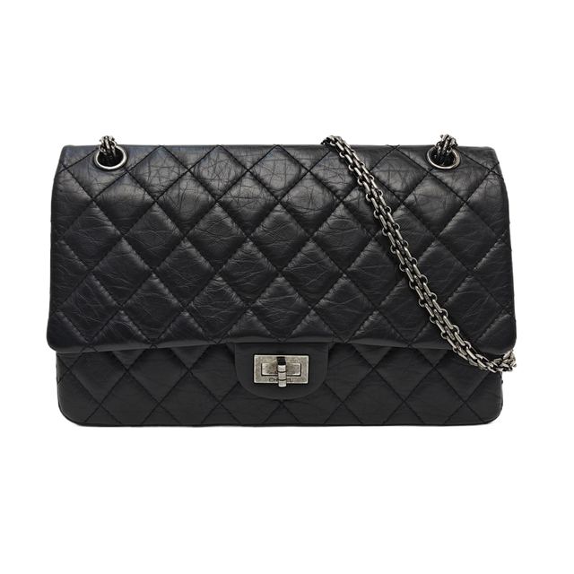 Chanel 2.55 Schultertasche, 28 cm, Schwarz, Artikel 985318526908, Kalbsleder, Leder