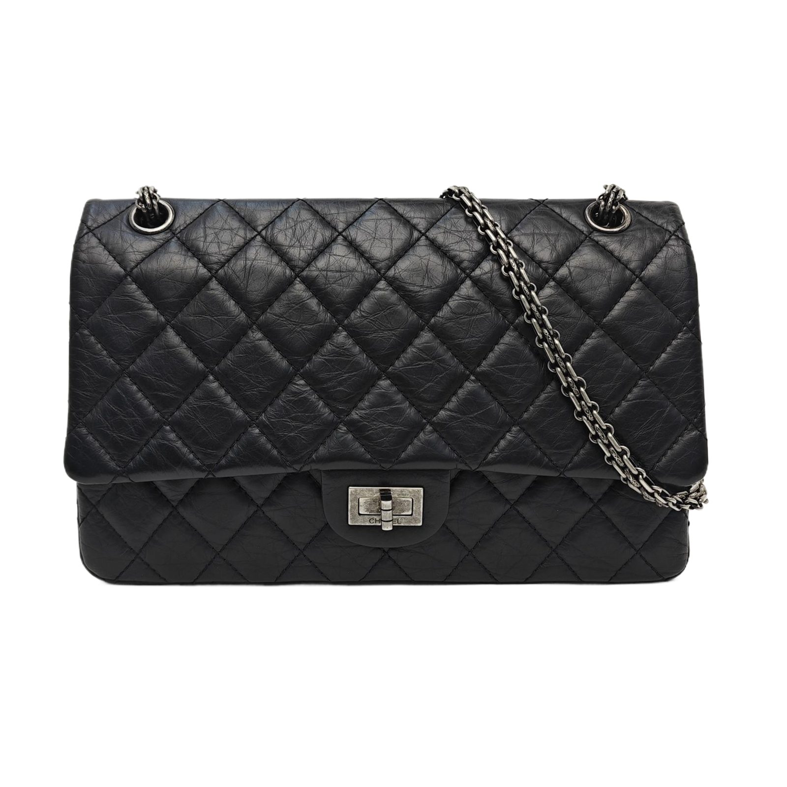 Chanel 2.55 Shoulder Bag, 28 cm, black, Item 985318526908, Calfskin, Leather, photograph 1