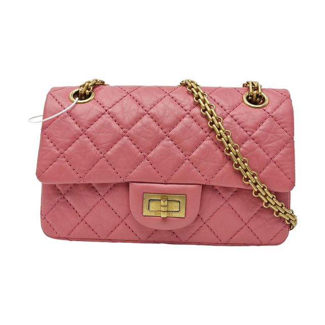 Chanel 2.55 Schultertasche, 20 cm, Rosa, Leder