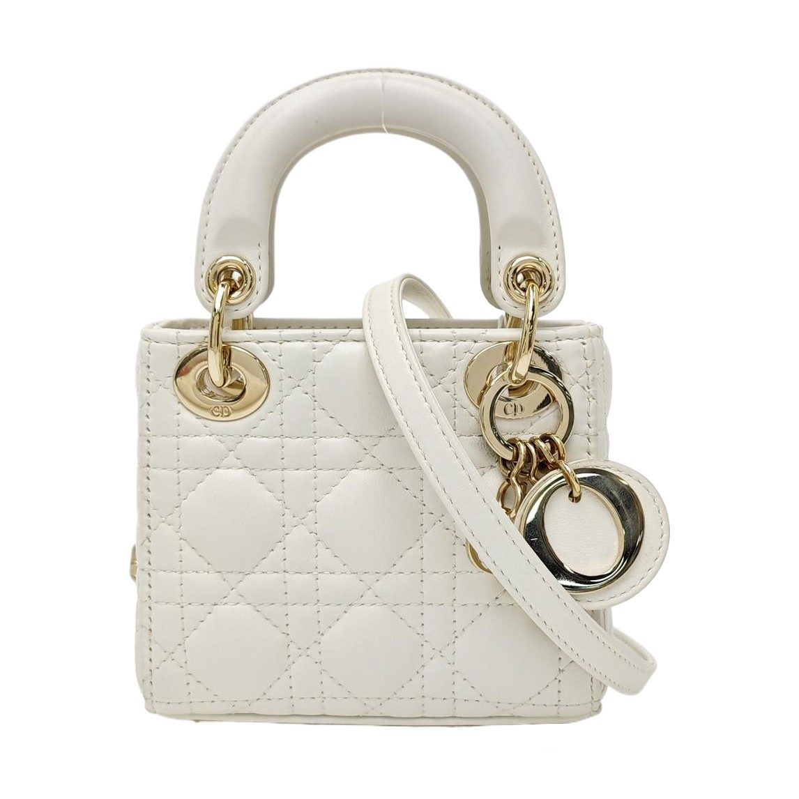 Dior Lady Dior Handtasche, 12 cm, Weiß, Artikel 987555381455, Lammleder, Fotografiere 1