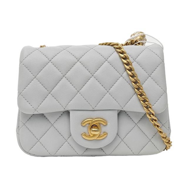 Chanel Classic Flap Schultertasche, 16 cm, Blau, Lammleder