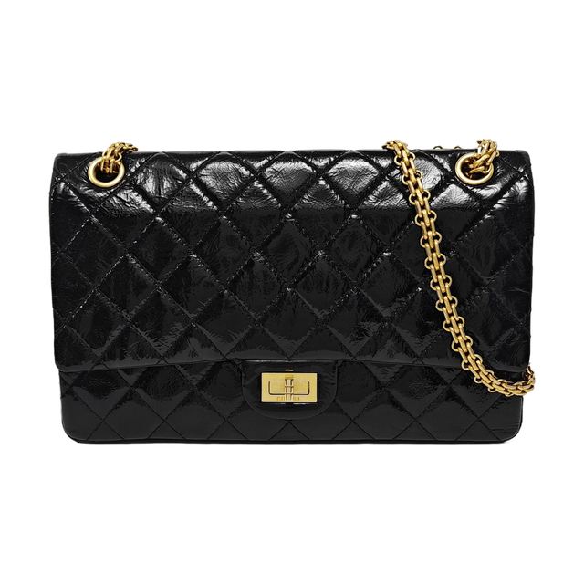 Chanel 2.55 Schultertasche, 28 cm, Schwarz, Artikel 991134975262, Lackleder