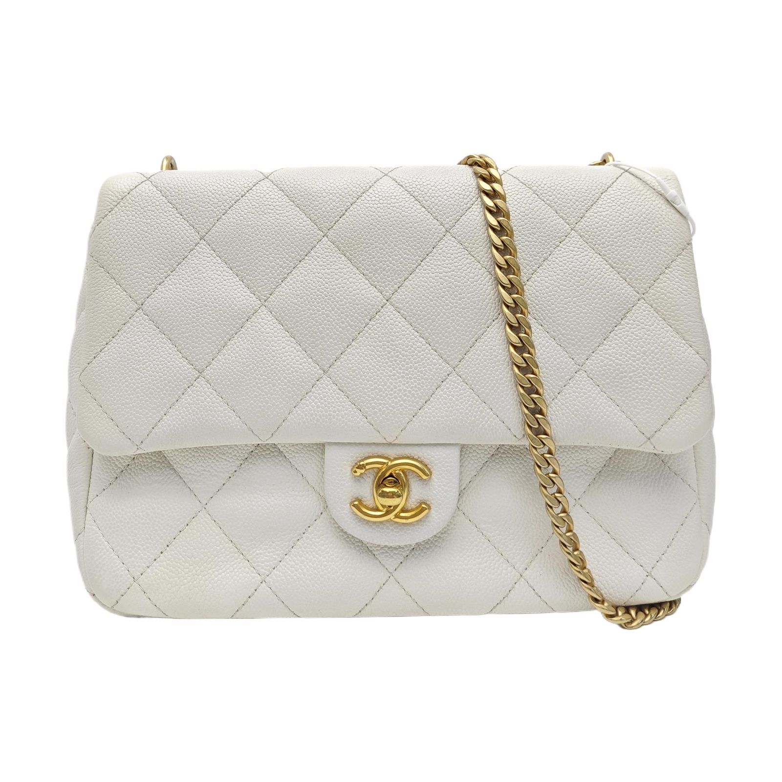 Chanel Classic Flap حقيبة يد, 23 cm, أبيض, جلد, صورة 1