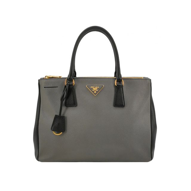 Prada Galleria Handtasche, 36 cm, Grau, Leder
