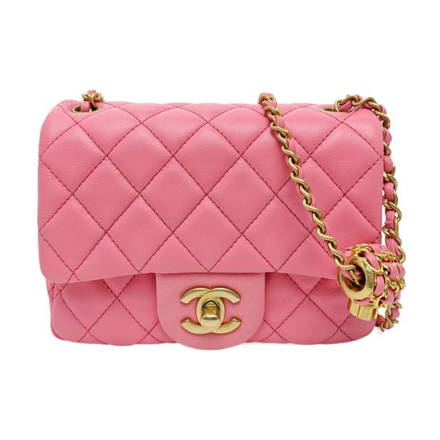 Chanel Classic Flap Schultertasche, 17 cm, Rosa, Lammleder