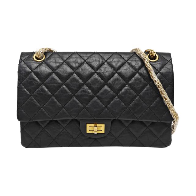 Chanel 2.55 Schultertasche, Schwarz, Leder