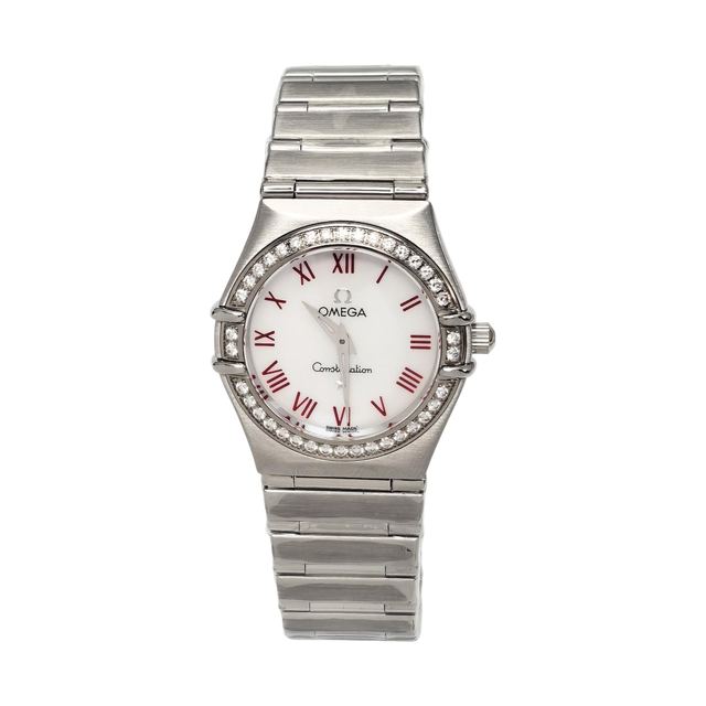 Omega Constellation Uhr, 25.5 mm, weißes Zifferblatt
