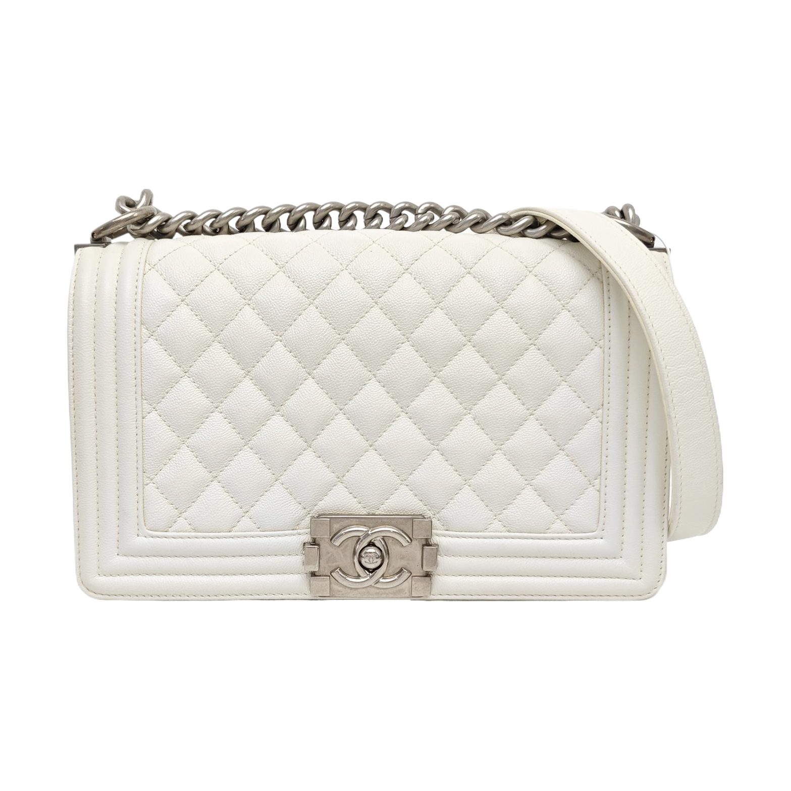 Chanel Boy Shoulder Bag, white, Leather, photograph 1