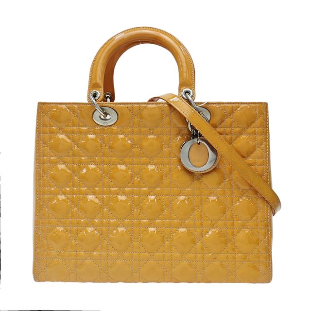 Dior Lady Dior Handtasche, 32 cm, Grün, Lackleder