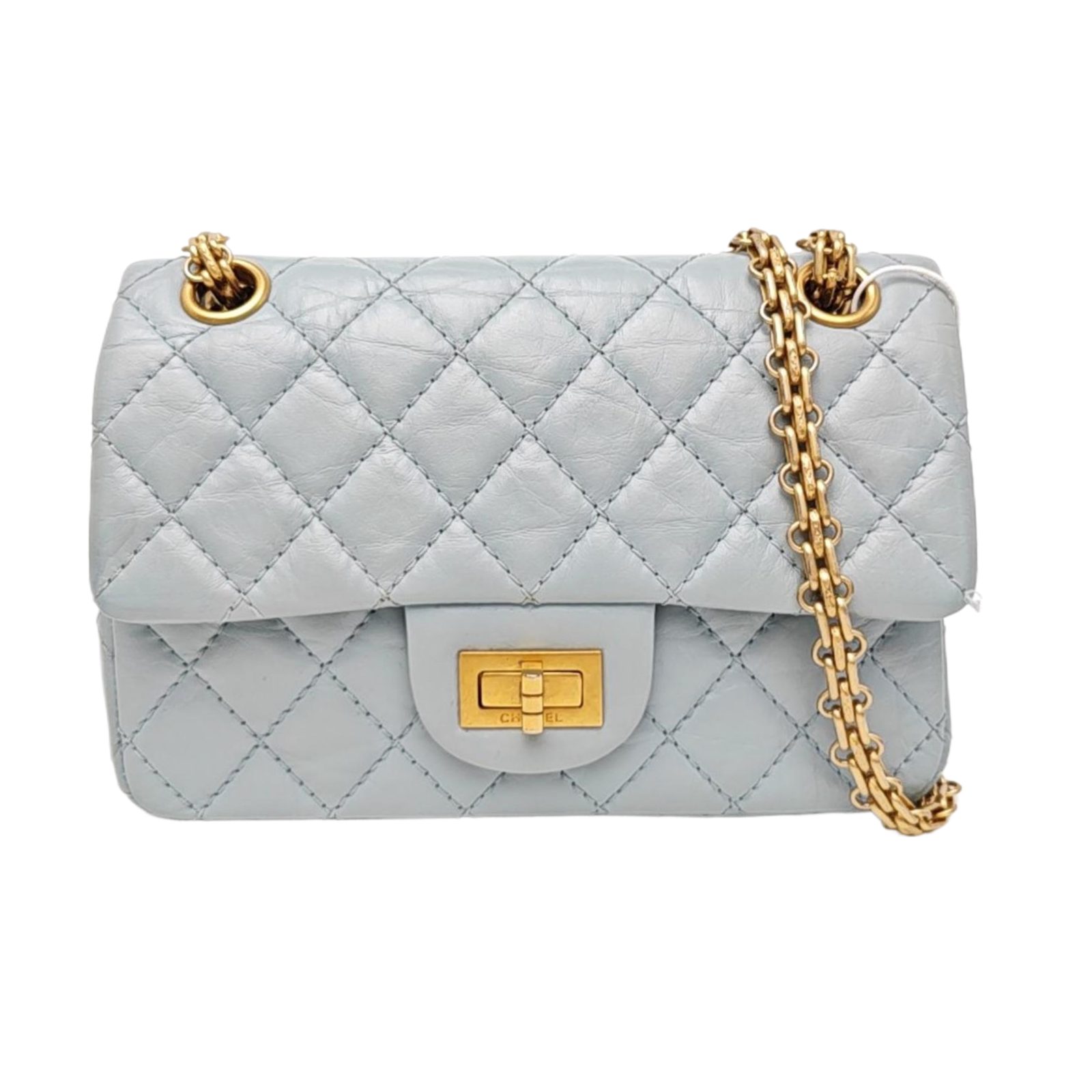 Chanel 2.55 Schultertasche, 20 cm, Blau, Leder, Fotografiere 1